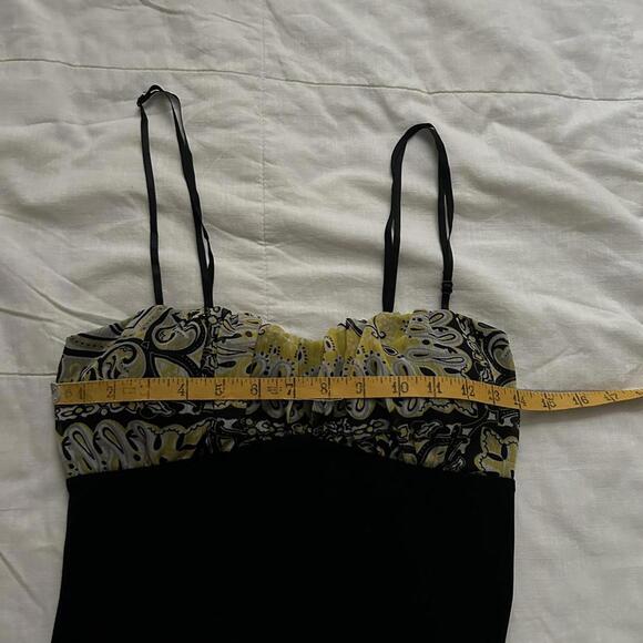 Y2K Dots yellow paisley ruffle blackmini dress with adjustable straps Size small - Picture 8 of 8